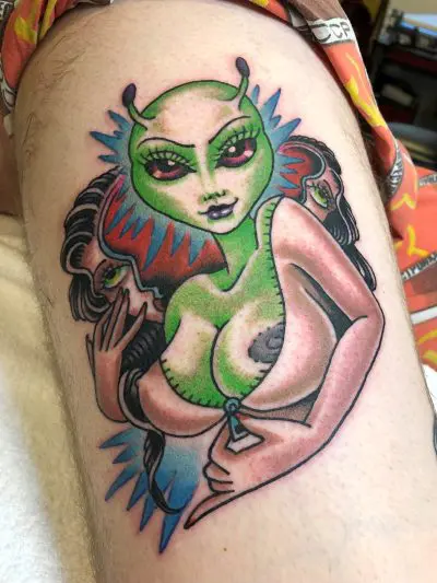 Tattoo of Alien Woman by Matt Klass