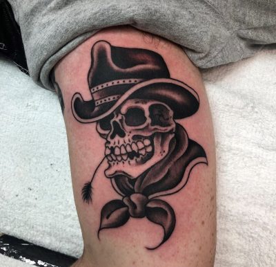 Skull Cowboy Tattoo by Matt Klass